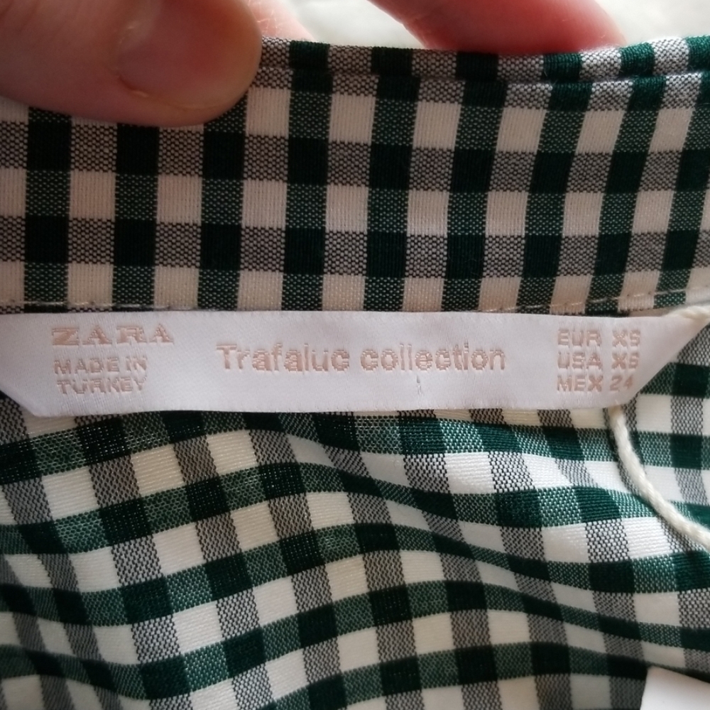 ZARA TRAFALUC COLLECTION GREEN CHECK OVERSIZED TOP - Picture 7 of 8
